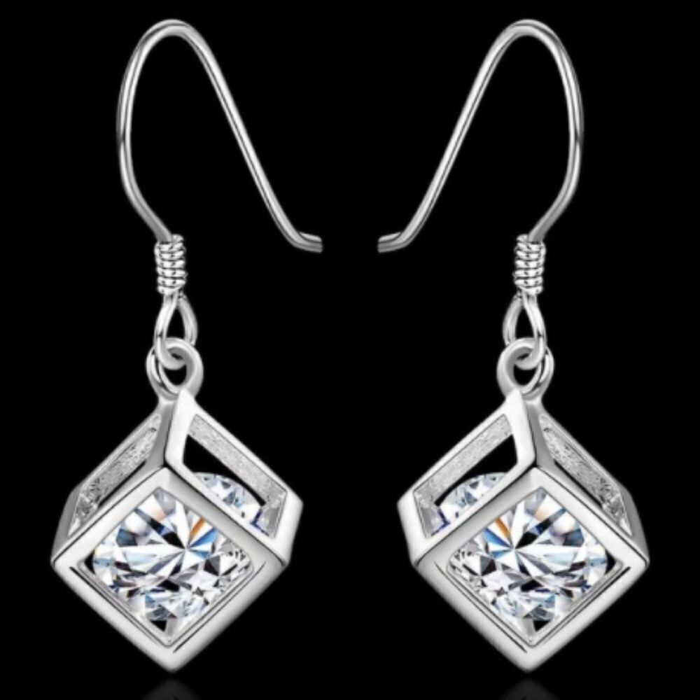 Crystal In a Box Drop Earrings
